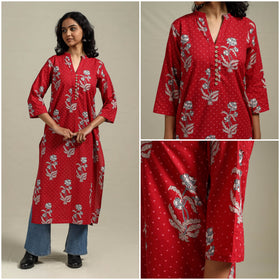 Hand cotton straight sanganeri kurta for women 11