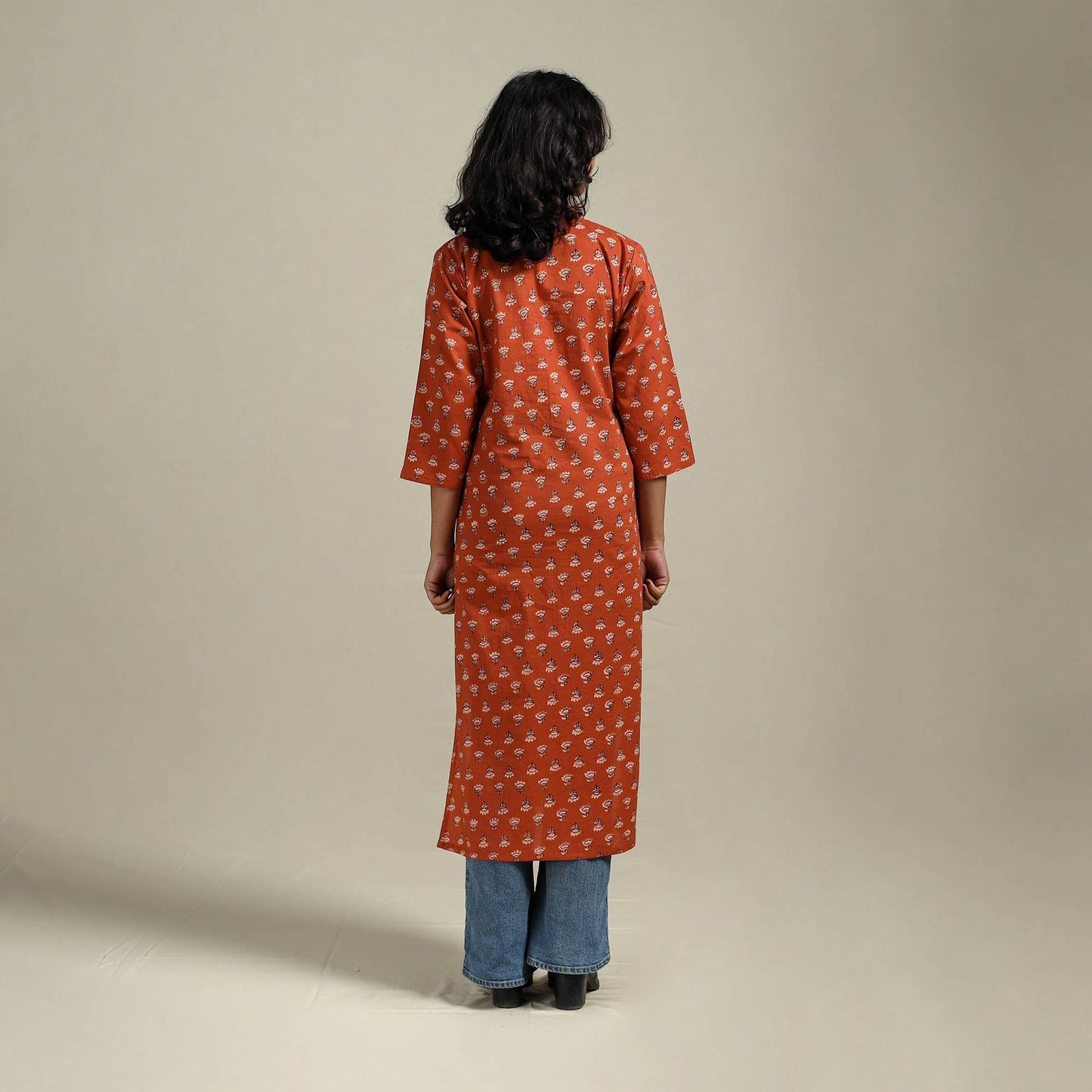 Hand cotton straight sanganeri kurta for women 12