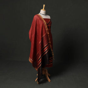 Hand block print linen silk natural dyed ajrakh 2pc