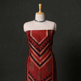 Hand block print linen silk natural dyed ajrakh 2pc