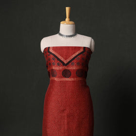 Hand block print linen silk natural dyed ajrakh 2pc