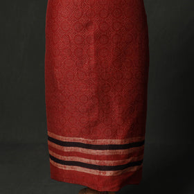 Hand block print linen silk natural dyed ajrakh 2pc