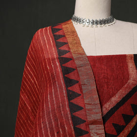 Hand block print linen silk natural dyed ajrakh 2pc
