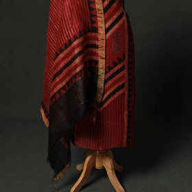 Hand block print linen silk natural dyed ajrakh 2pc