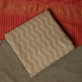 Hand block print mangalagiri cotton 3pc unstitched dress