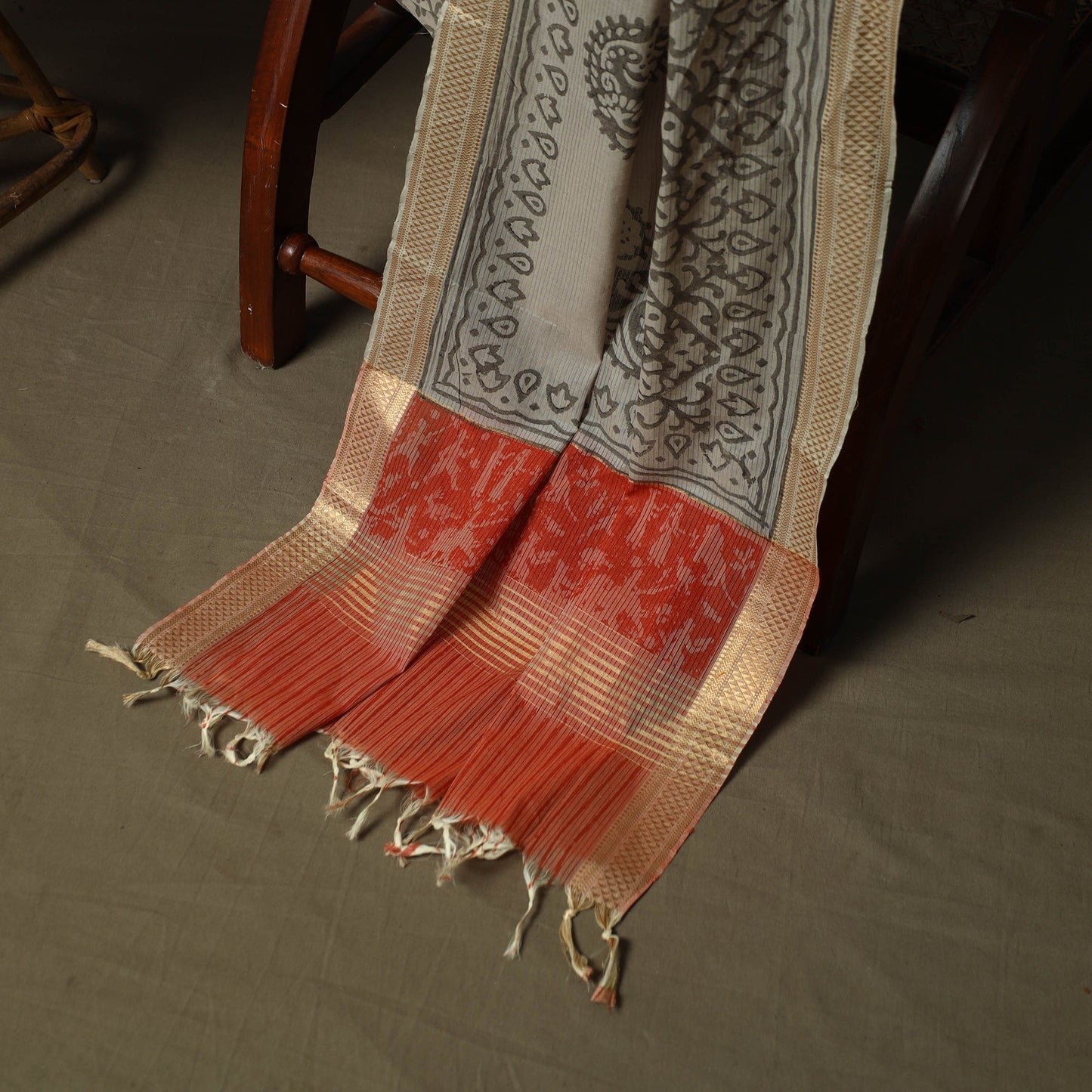 Hand block print mangalagiri cotton 3pc unstitched dress