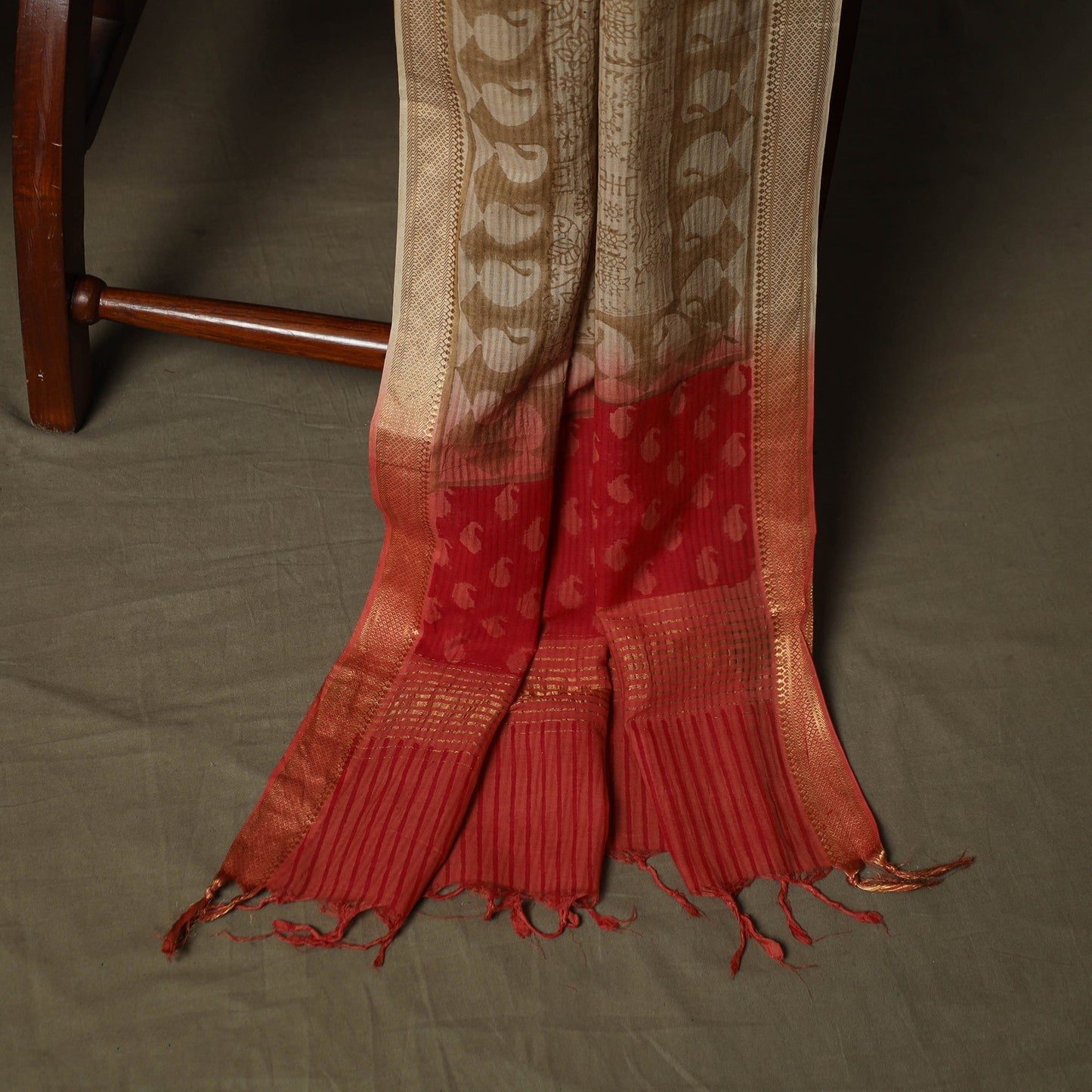 Hand block print mangalagiri cotton 3pc unstitched dress