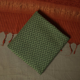 Hand block print mangalagiri cotton 3pc unstitched dress