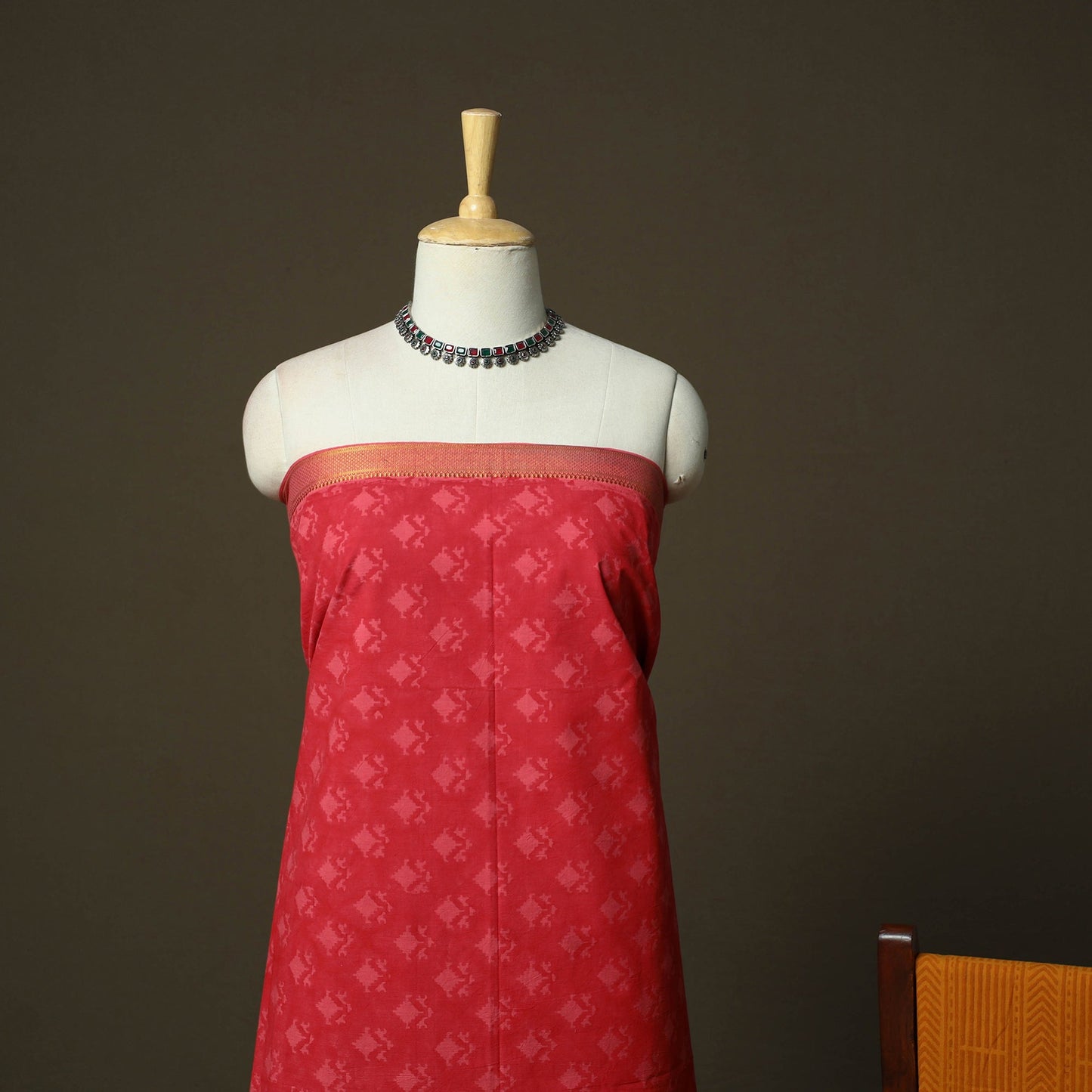 Hand block print mangalagiri cotton 3pc unstitched dress