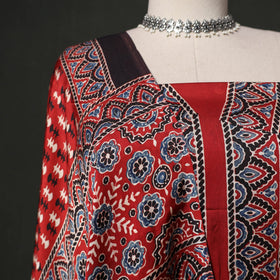 Hand block print modal silk natural dyed ajrakh 2pc