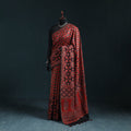 Hand block print natural dyed chanderi silk ajrakh saree 14