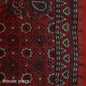 Hand block print natural dyed chanderi silk ajrakh saree 17