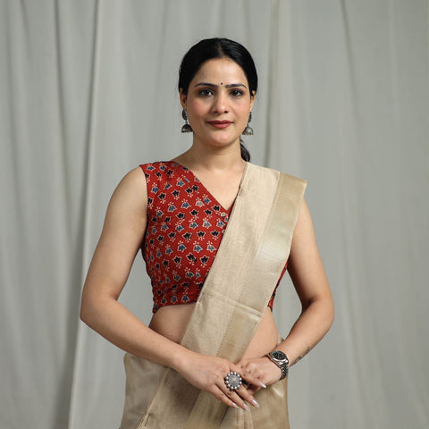 Hand natural dyed cotton readymade blouse 15 - handcrafted