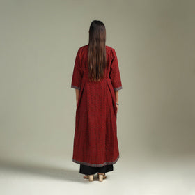 Hand block print natural dyed cotton a-line ajrakh kurta