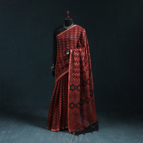 Hand block print natural dyed kota doria cotton ajrakh