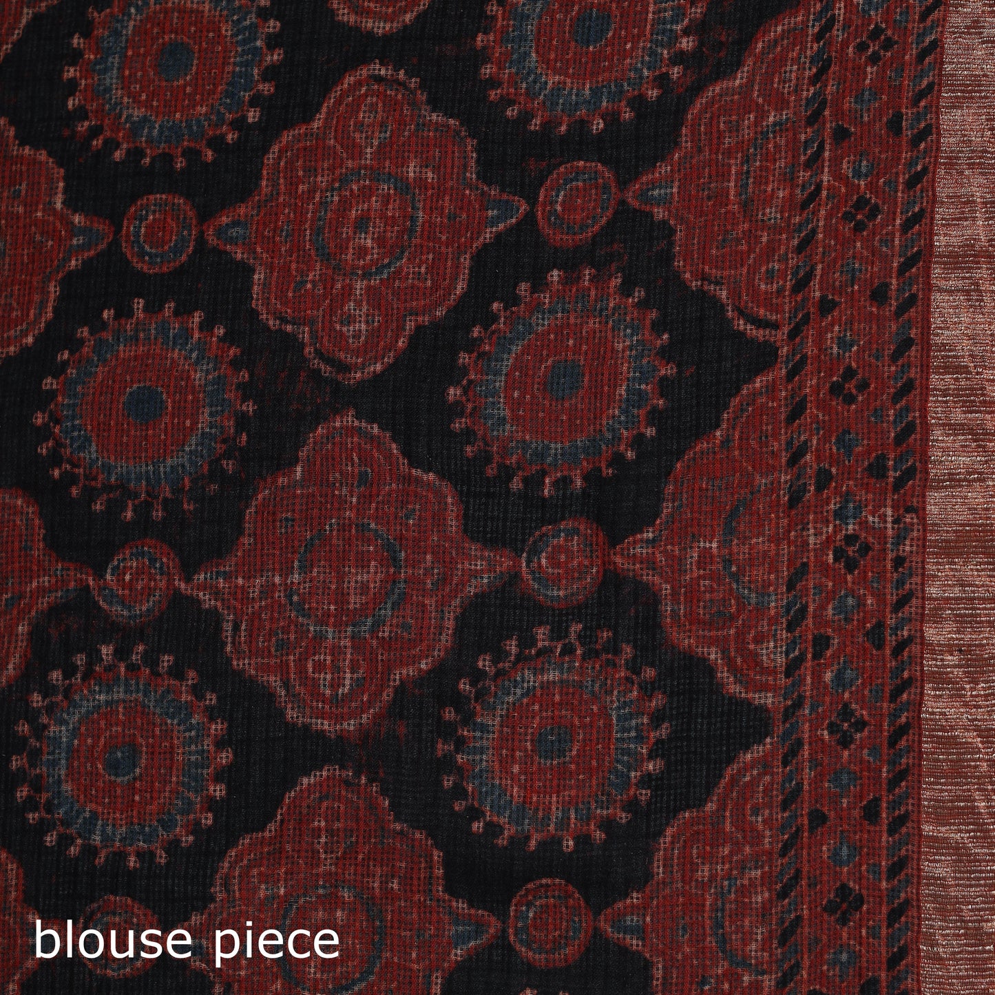 Hand block print natural dyed kota doria cotton ajrakh