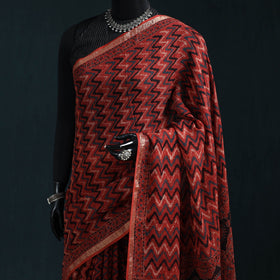 Hand block print natural dyed kota doria cotton ajrakh