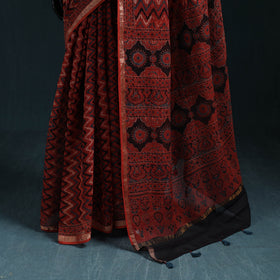Hand block print natural dyed kota doria cotton ajrakh
