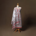 Hand block print sanganeri cotton 3pc unstitched dress
