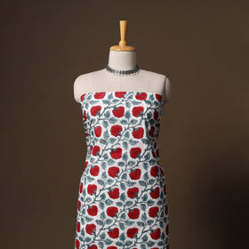 Hand block print sanganeri cotton 3pc unstitched dress