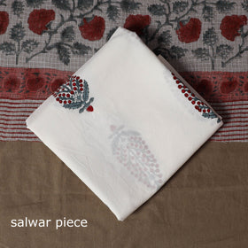 Hand block print sanganeri cotton 3pc unstitched dress