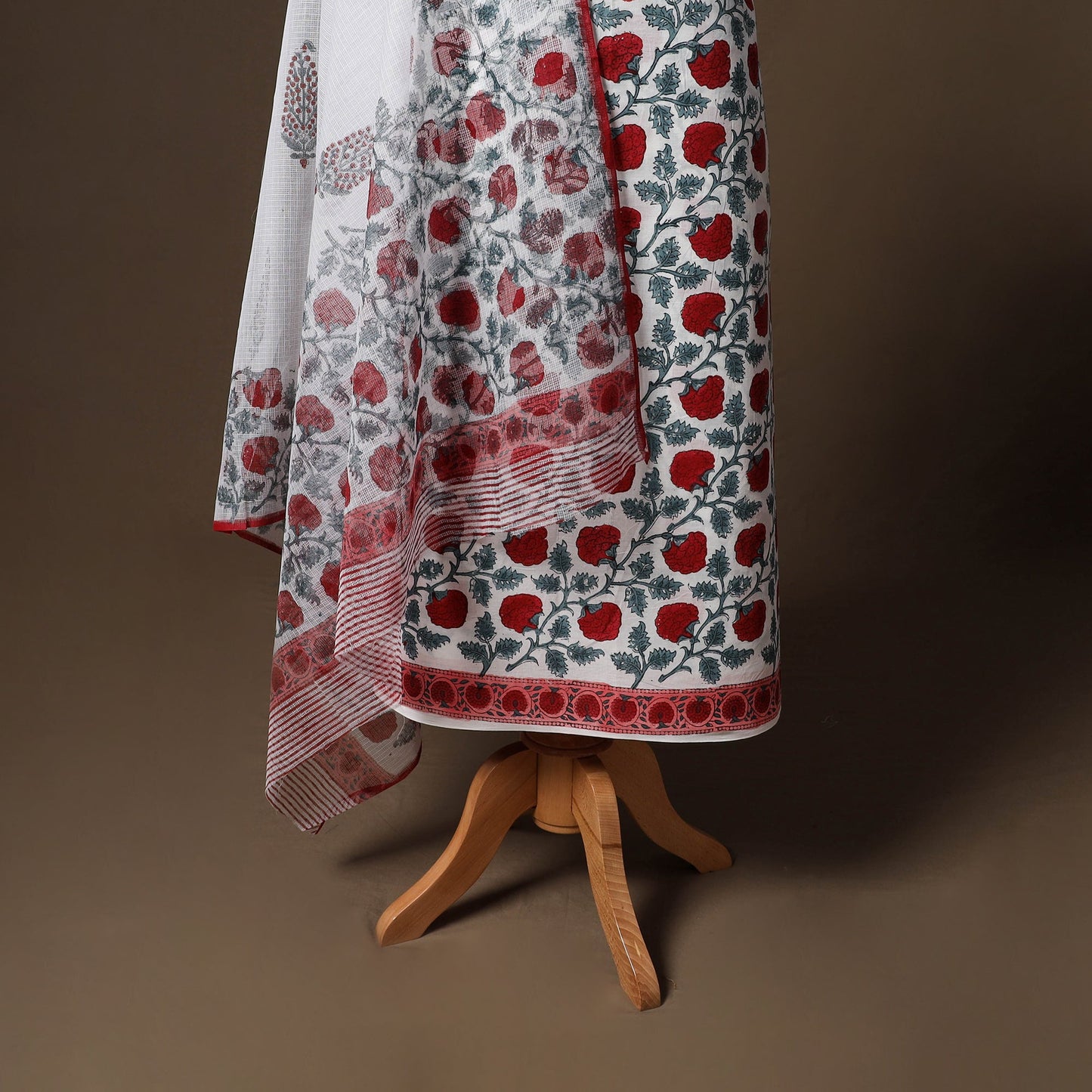 Hand block print sanganeri cotton 3pc unstitched dress