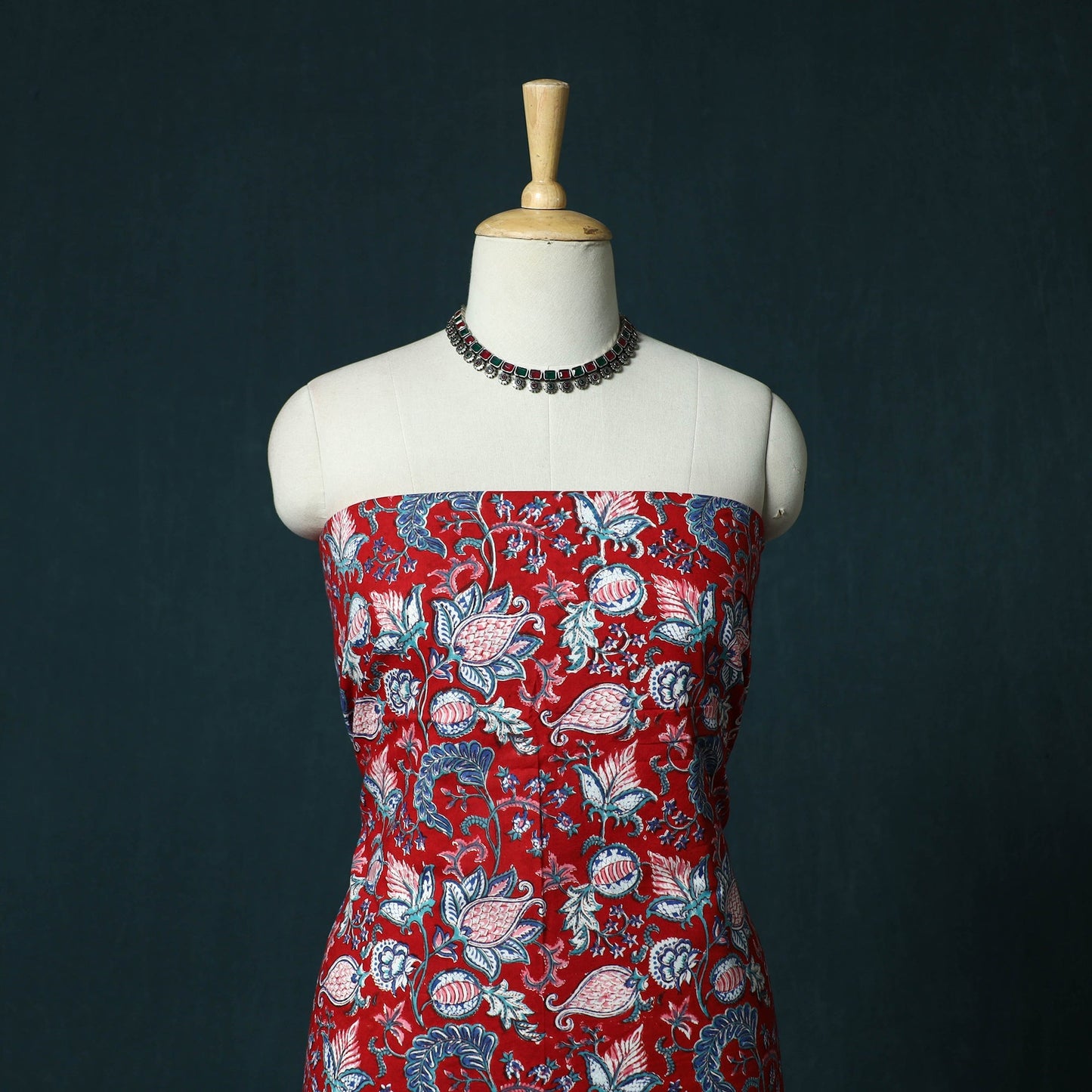 Hand block print sanganeri cotton 3pc unstitched dress