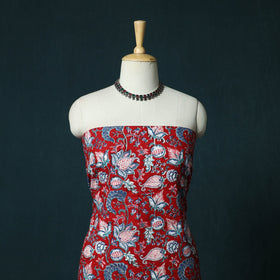 Hand block print sanganeri cotton 3pc unstitched dress