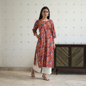 Buy Hand Block Printed Cotton Straight Bagru Kurta