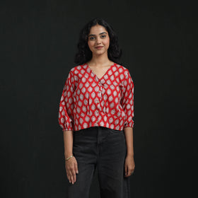 Hand block sanganeri print cotton floral crop top 02