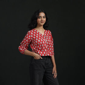 Hand block sanganeri print cotton floral crop top 02