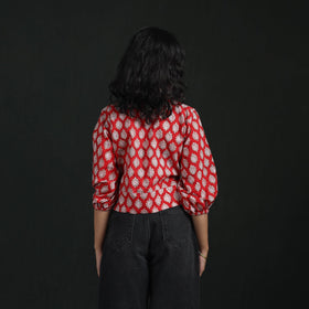 Hand block sanganeri print cotton floral crop top 02