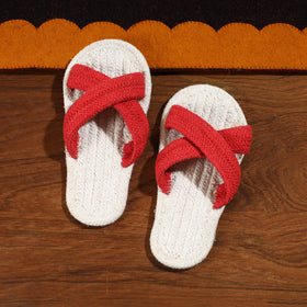 Red Hand Braided Cotton Stitched Home Slipper
