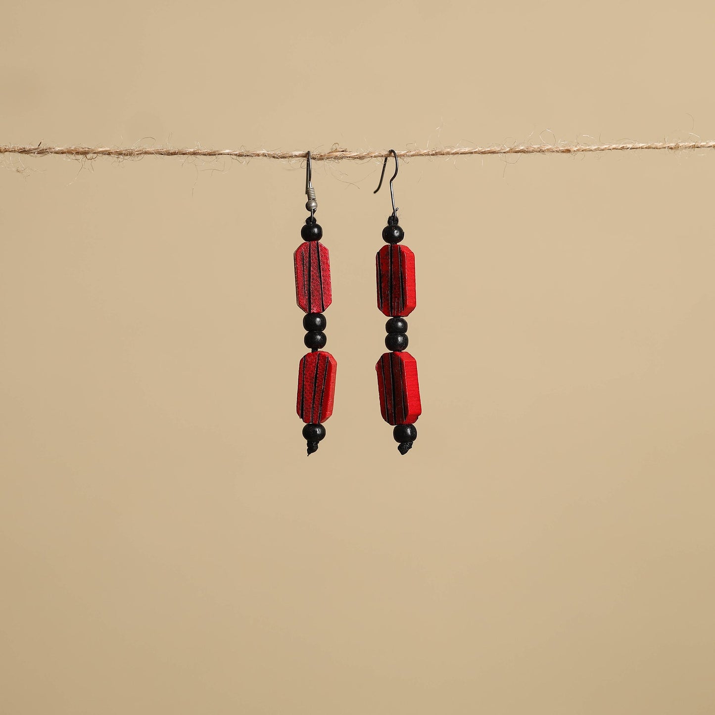 Hand Carved Bamboo Wooden Earrings