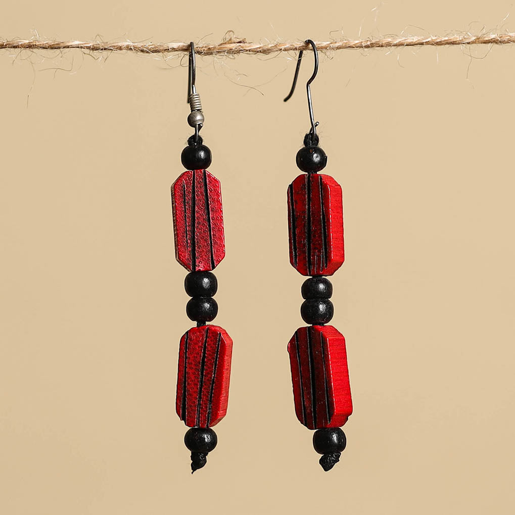 Hand Carved Bamboo Wooden Earrings