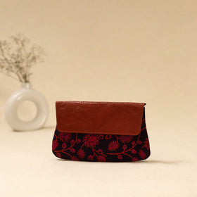 Hand clutch with embossed leather flap 07 - handcrafted