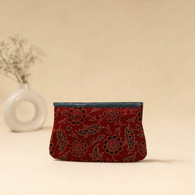 Hand clutch with embossed leather flap 17 - handcrafted