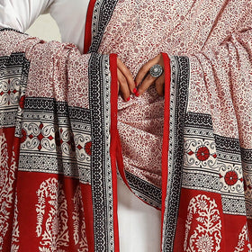 Red - hand cotton bagh dupatta 27 - handcrafted