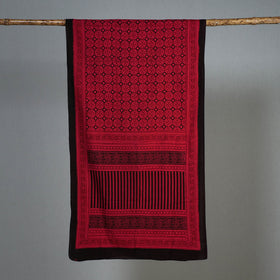 Red Hand Block Print Cotton Bagh Stole