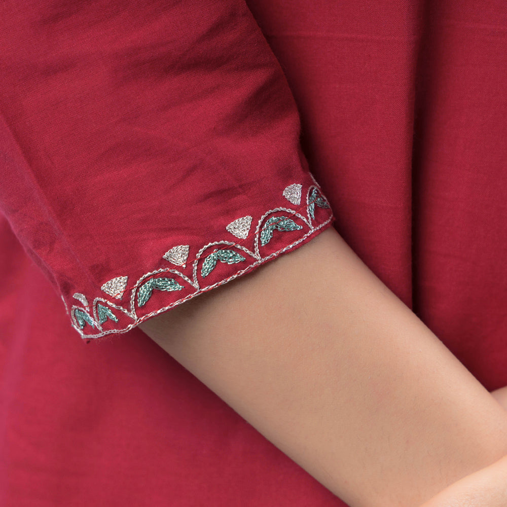  iTokri Casuals - Hand Embroidered Cotton Long Kurta Online at iTokri.com