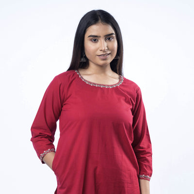  iTokri Casuals - Hand Embroidered Cotton Long Kurta Online at iTokri.com