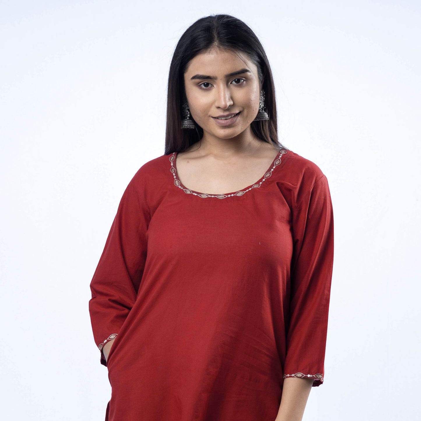  iTokri Casuals - Hand Embroidered Cotton Long Kurta 