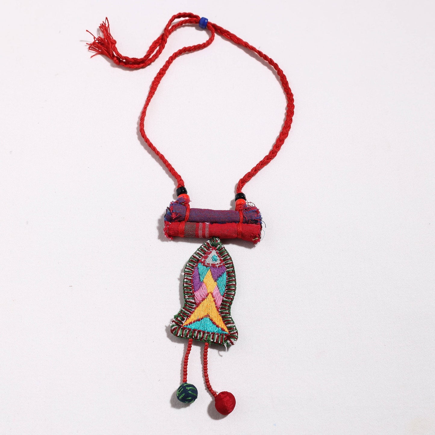  Hand Embroidered Fabart Necklace with Beadwork by Rangila Dhaga 