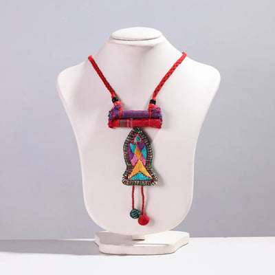  Hand Embroidered Fabart Necklace with Beadwork by Rangila Dhaga 