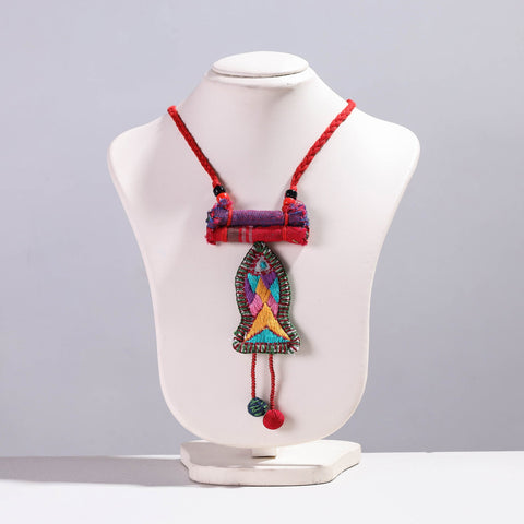 Hand Embroidered Fabart Necklace with Beadwork by Rangila Dhaga 