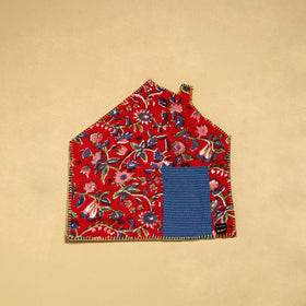  Red Hand Embroidered Floral Pot Holder with Pocket 