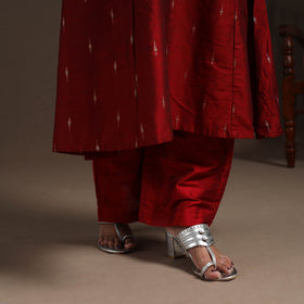 Red - hand embroidered a-line buti work spun dupion silk