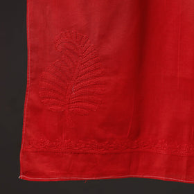 Red - hand embroidered lucknow chikankari cotton stole 01