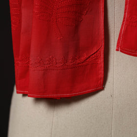 Red - hand embroidered lucknow chikankari cotton stole 01