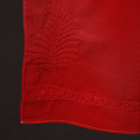 Red - hand embroidered lucknow chikankari cotton stole 02